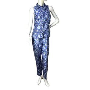 Silk pant suit in periwinkle blue by Carlisle Size 8